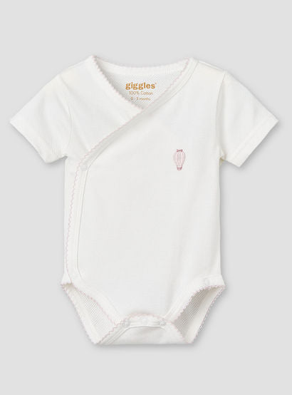 Giggles Cotton V-neck Short Sleeves Bodysuit with Textured Pattern-baby-girls-clothing-bodysuits-image-2