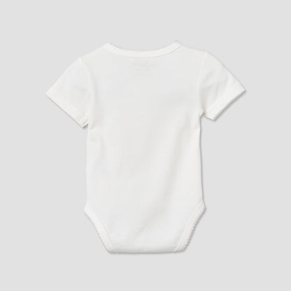 Giggles Cotton V-neck Short Sleeves Bodysuit with Textured Pattern