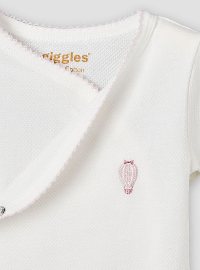 Giggles Cotton V-neck Short Sleeves Bodysuit with Textured Pattern-baby-girls-clothing-bodysuits-image-4
