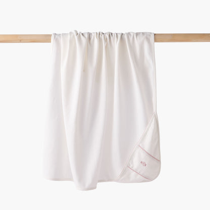 Giggles Receiving Blanket with Hood - White / 0-6 mths