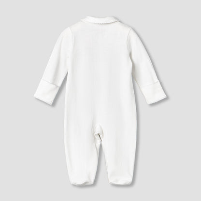 Giggles Cotton Collared Long Sleeves Sleepsuit with Snap Button Closure