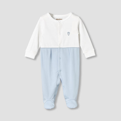 Giggles Cotton Round Neck Long Sleeves Sleepsuit with Hot Air Balloon Embroidery