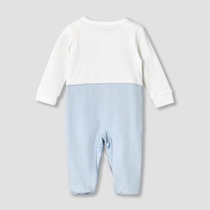 Giggles Cotton Round Neck Long Sleeves Sleepsuit with Hot Air Balloon Embroidery