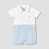 Giggles Collared Short Sleeves Romper with Embroidery - Blue / 12-18 mths