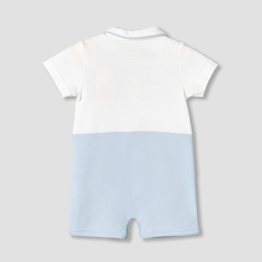 Giggles Collared Short Sleeves Romper with Embroidery