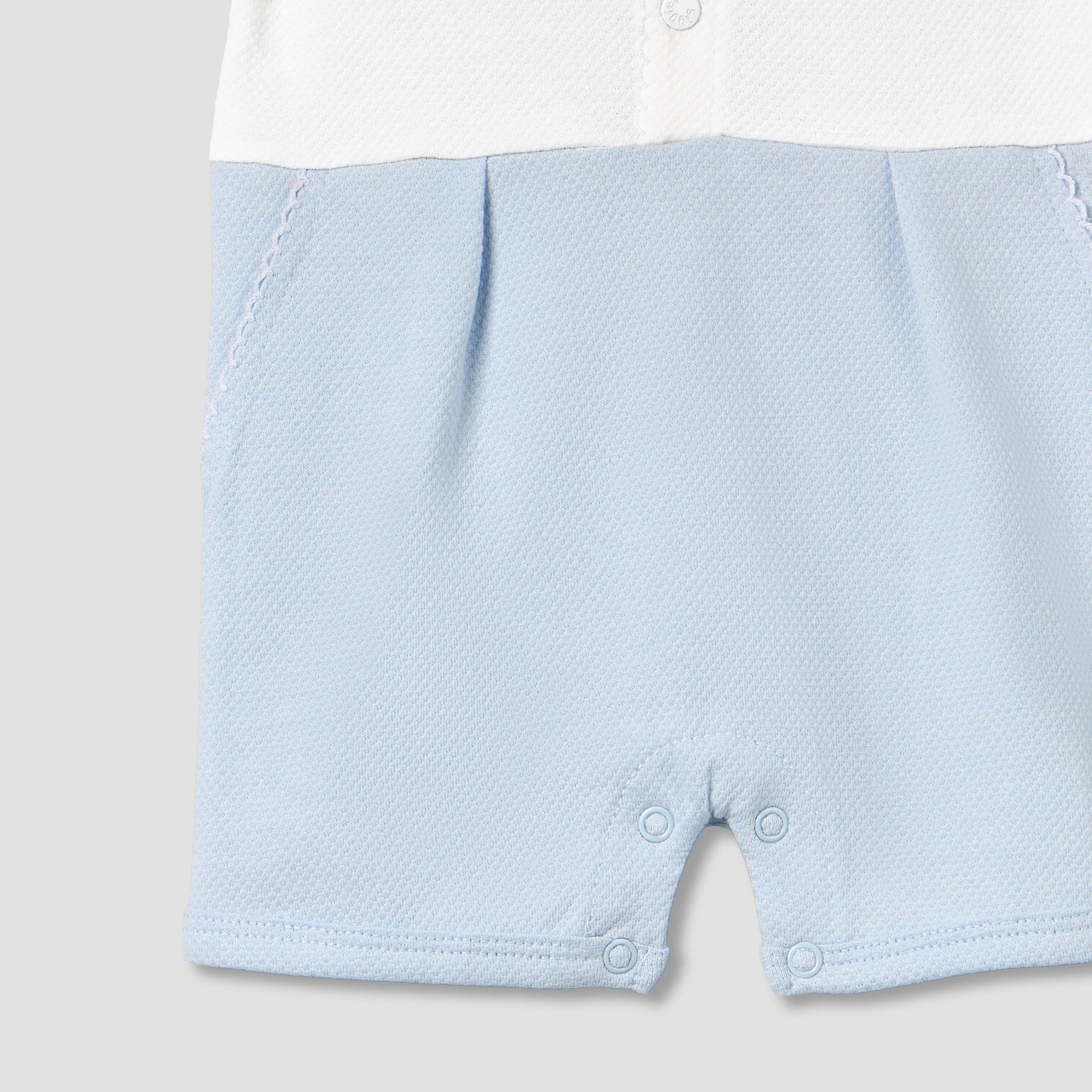 Giggles Collared Short Sleeves Romper with Embroidery