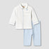 Giggles Cotton Collared Long Sleeves Pyjama Set with Hot Air Balloon Embroidery