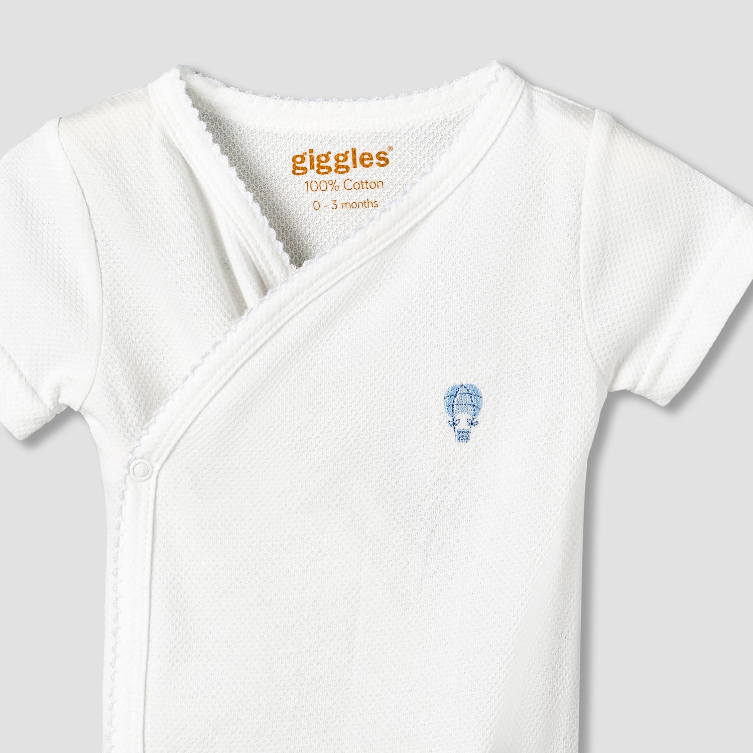 Giggles V-neck Short Sleeve Bodysuit with Snap Button Closure