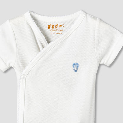Giggles V-neck Short Sleeve Bodysuit with Snap Button Closure