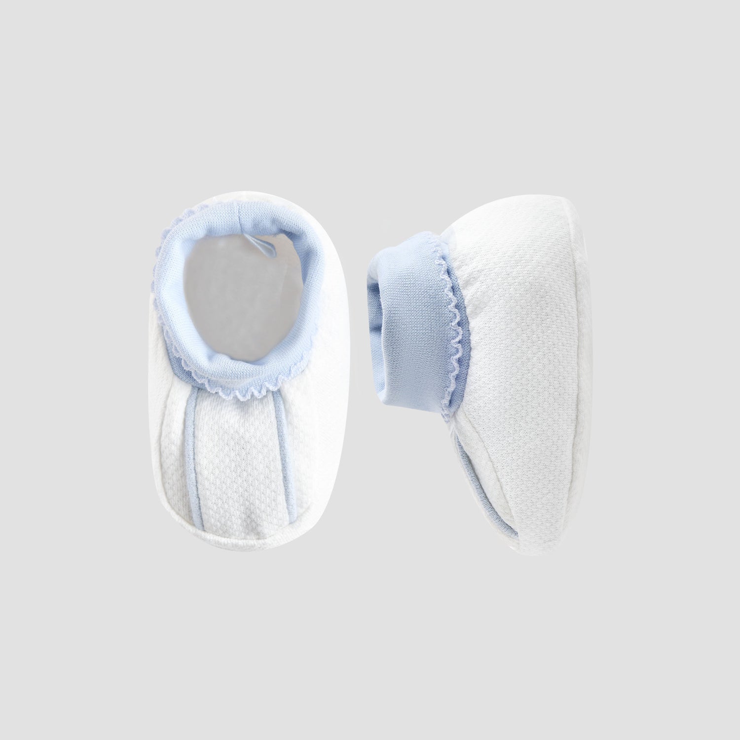 Giggles Booties with Textured Cuff, Slip-On - White / 0-6 mths