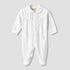 Giggles Cotton Collared Long Sleeves Sleepsuit with Snap Button Closure - White / 9-12 mths