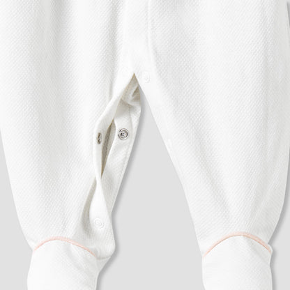 Giggles Cotton Collared Long Sleeves Sleepsuit with Snap Button Closure