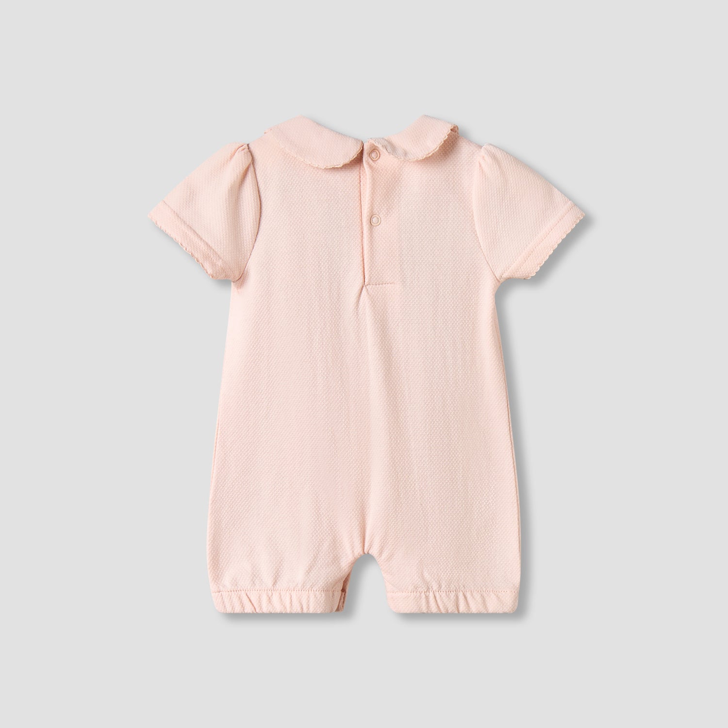 Giggles Collared Short Sleeves Romper with Embroidery