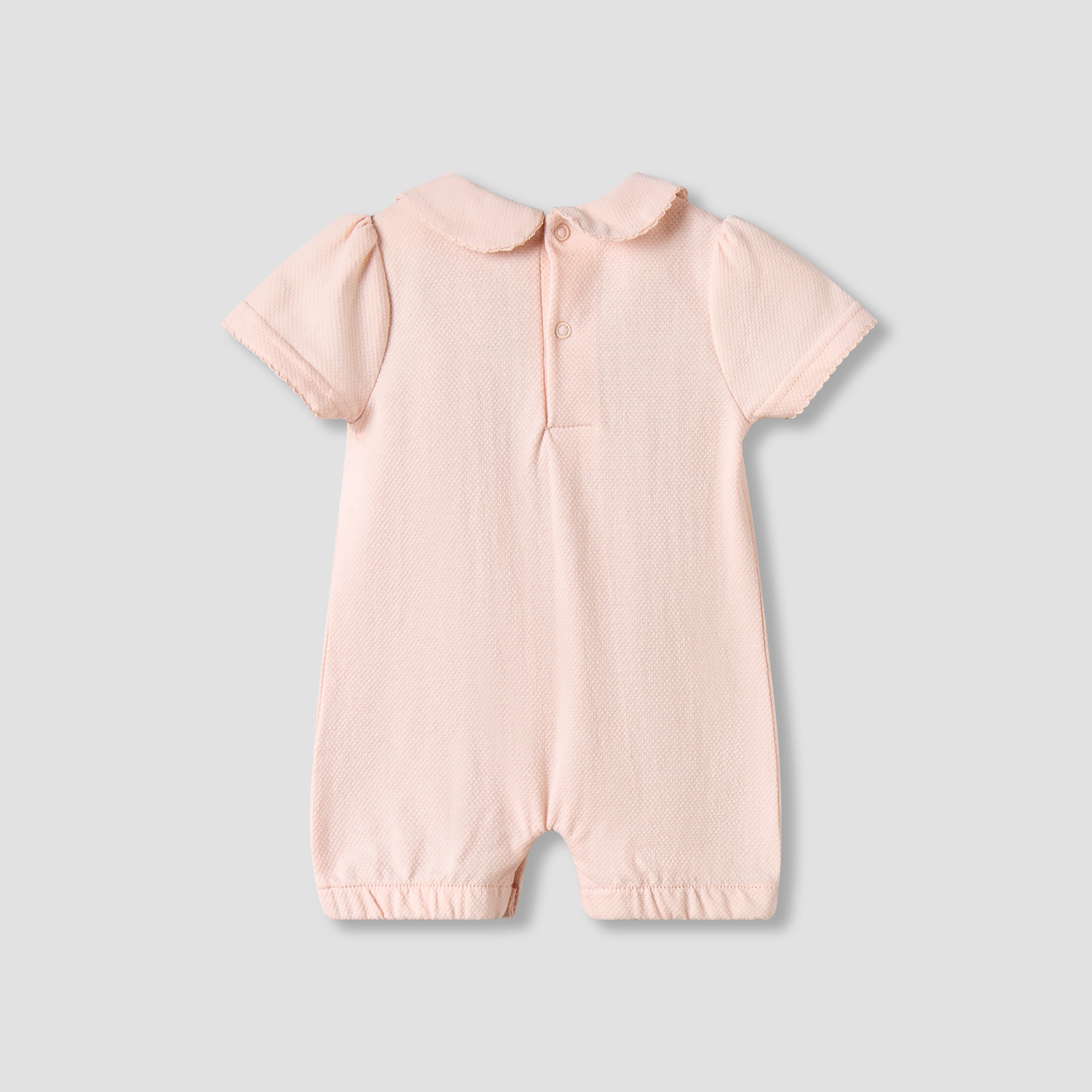 Giggles Collared Short Sleeves Romper with Embroidery
