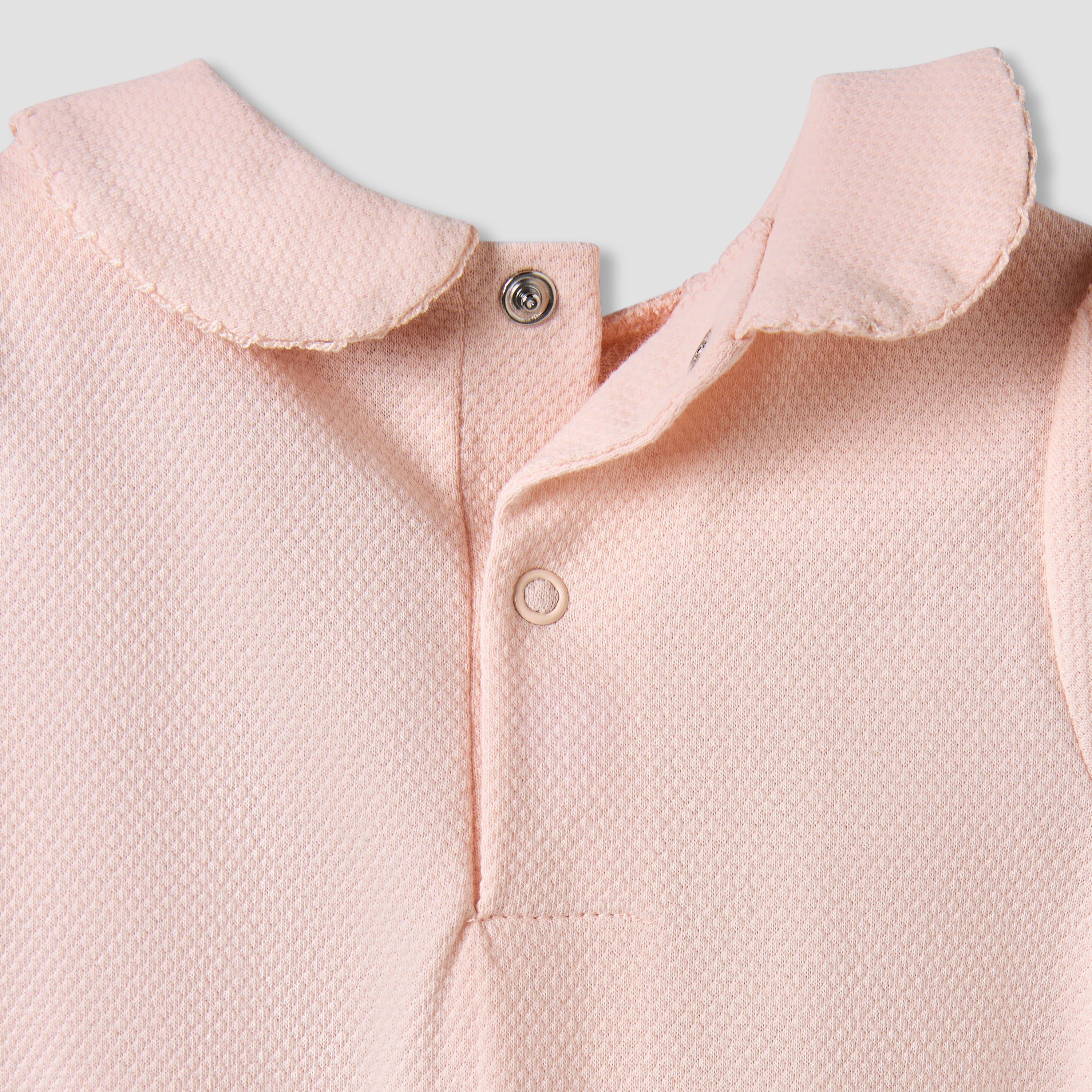 Giggles Collared Short Sleeves Romper with Embroidery