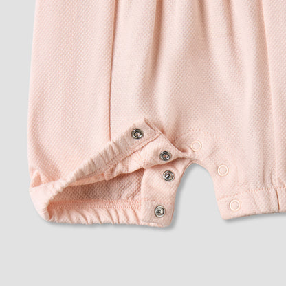 Giggles Collared Short Sleeves Romper with Embroidery