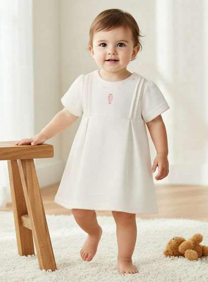 Giggles Round Neck Short Sleeves A-line Dress with Embroidery-baby-girls-clothing-dressesandjumpsuits-image-1