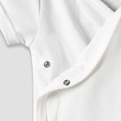 Giggles Cotton V-neck Short Sleeve Bodysuit with Snap Button Closure