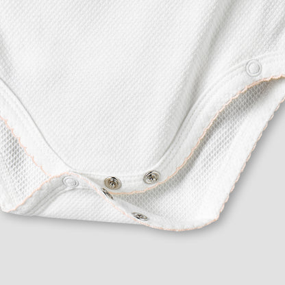 Giggles Cotton V-neck Short Sleeve Bodysuit with Snap Button Closure
