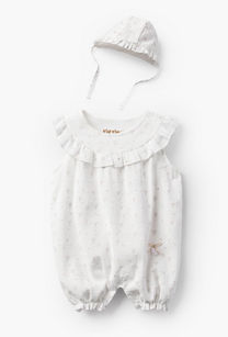 Giggles Round Neck Sleeveless Romper with Cap-undefined-image-1