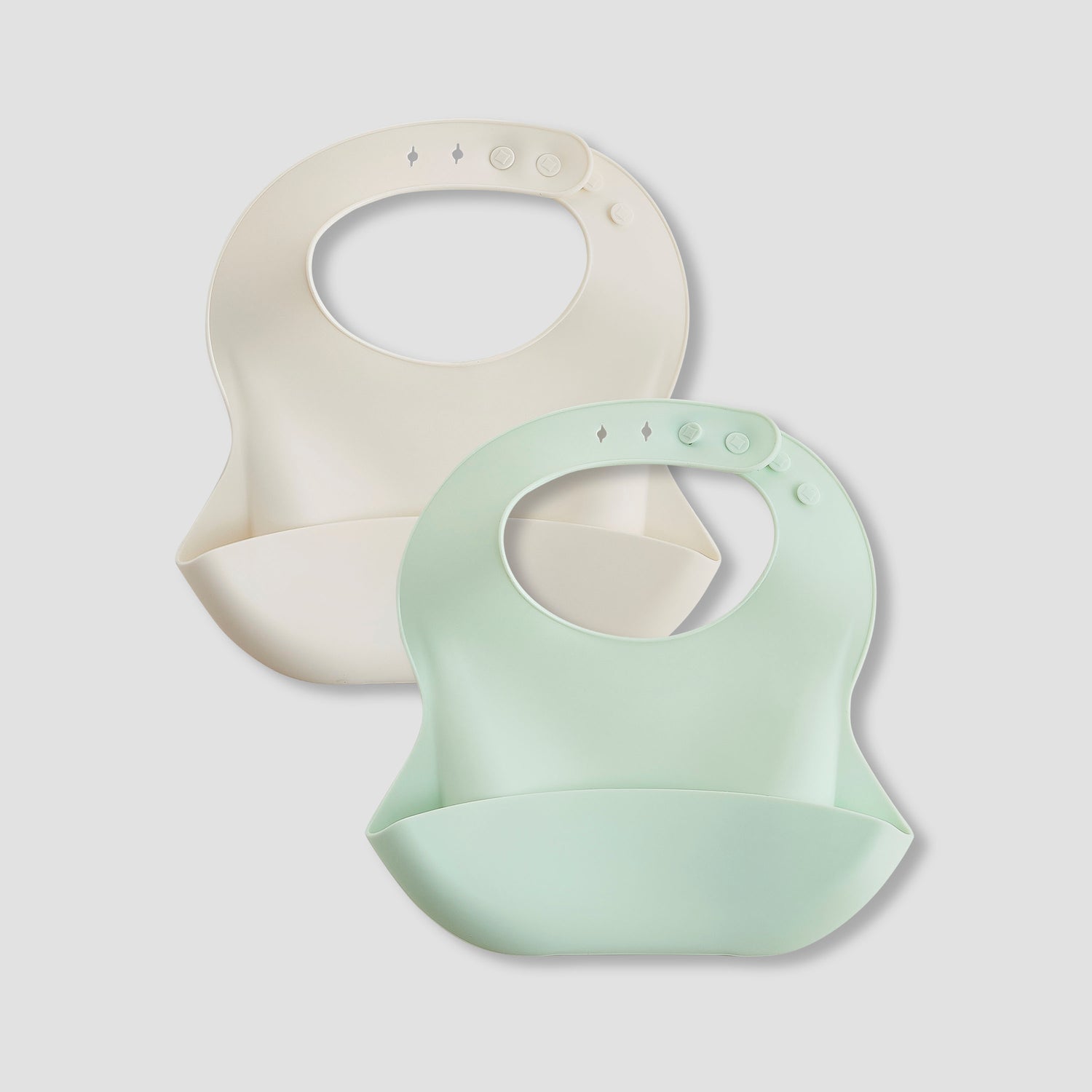 Pack of 2 Juniors Silicone Baby Bib with Food Catcher Pocket - Green