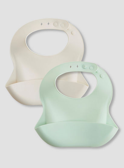 Pack of 2 Juniors Silicone Baby Bib with Food Catcher Pocket-baby-feeding-bibs-image-1