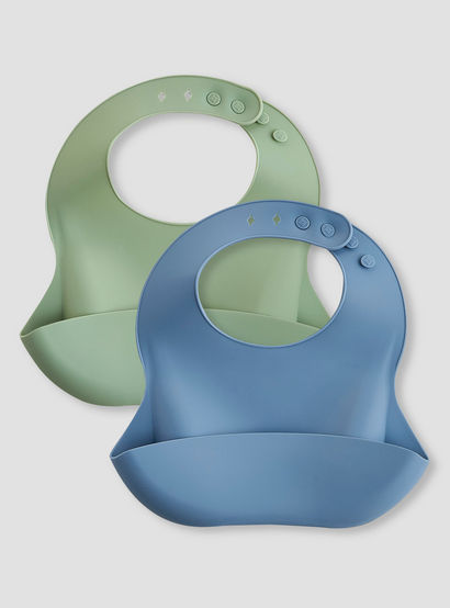 Pack of 2 Juniors Silicone Baby Bib with Food Catcher Pocket-baby-feeding-bibs-image-1