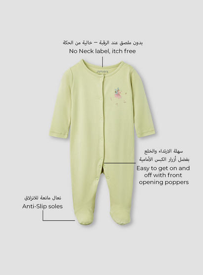 Juniors Printed Closed Feet Sleepsuit with Long Sleeves - Set of 3-baby-girls-clothing-nightwear-sleepsuits-image-3