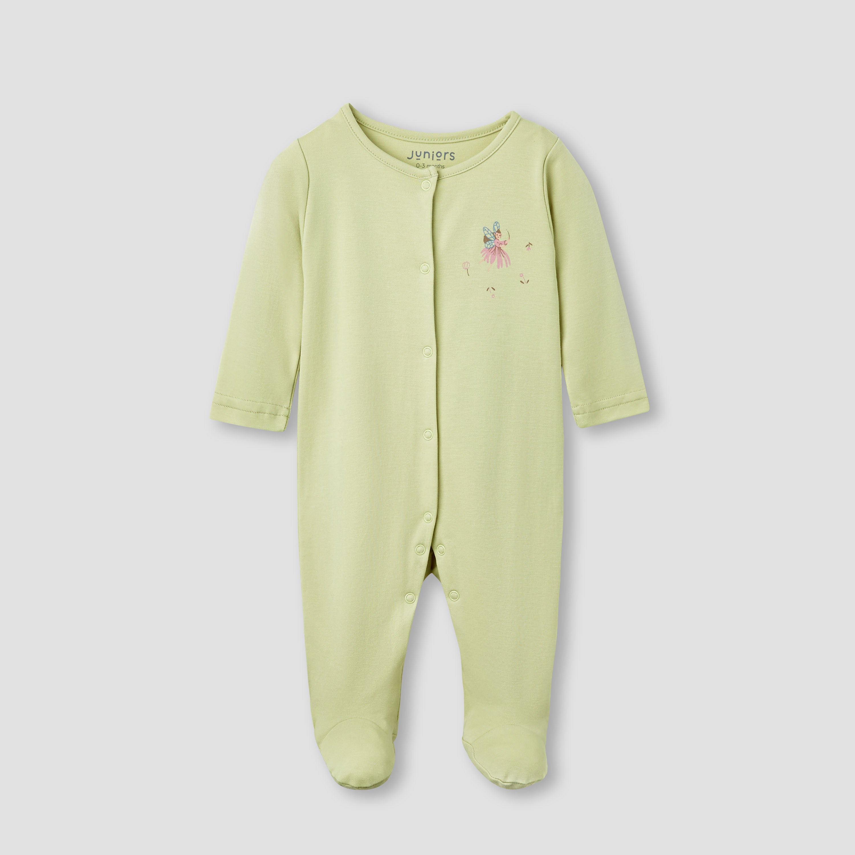 Juniors Printed Closed Feet Sleepsuit with Long Sleeves - Set of 3