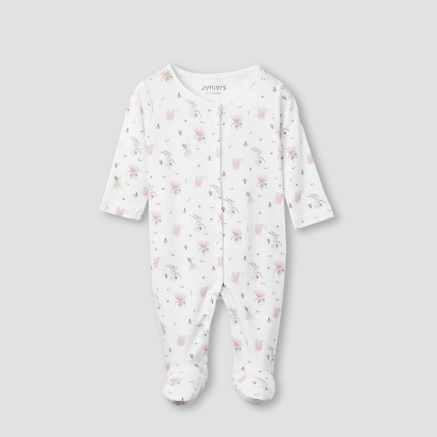 Juniors Printed Closed Feet Sleepsuit with Long Sleeves - Set of 3