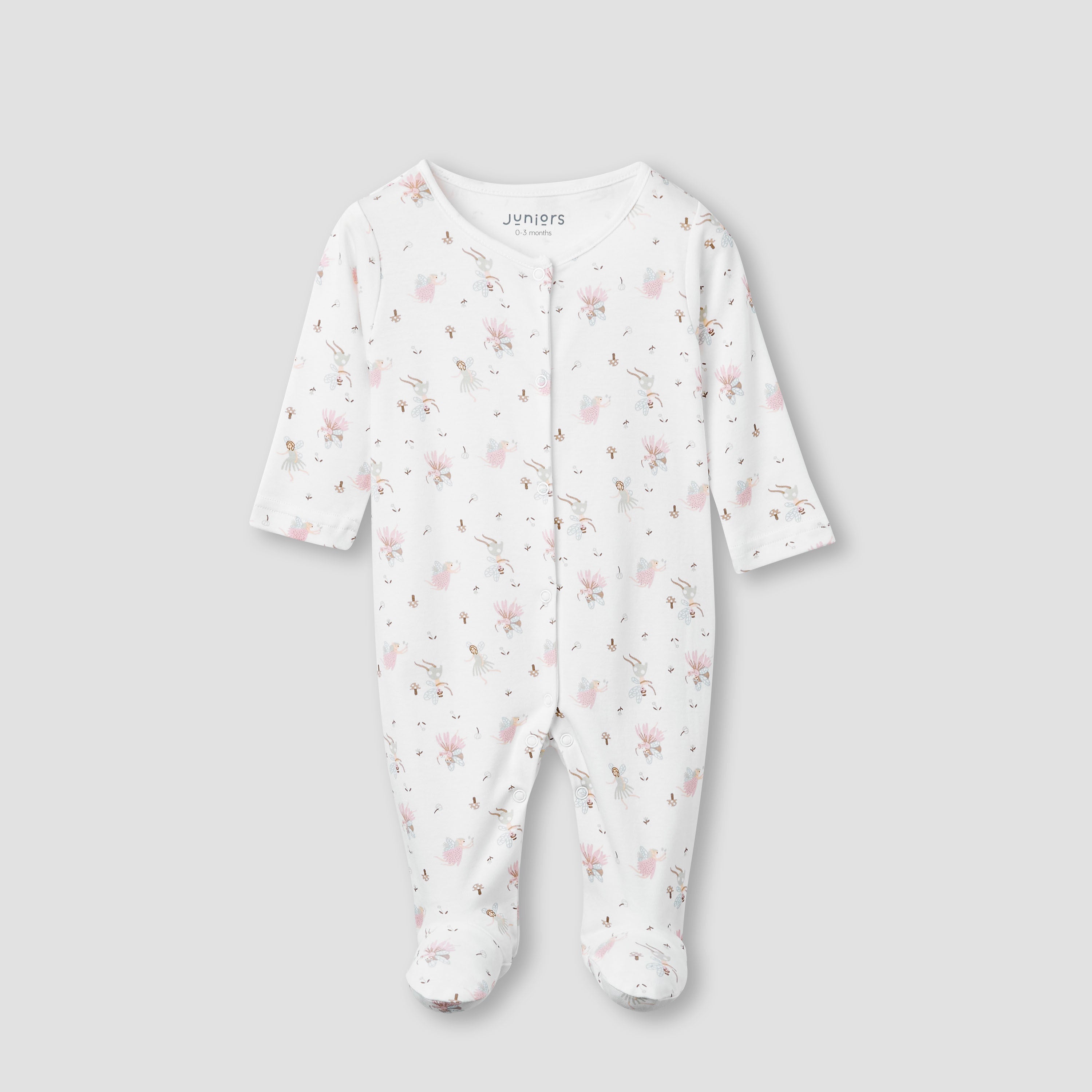 Juniors Printed Closed Feet Sleepsuit with Long Sleeves - Set of 3