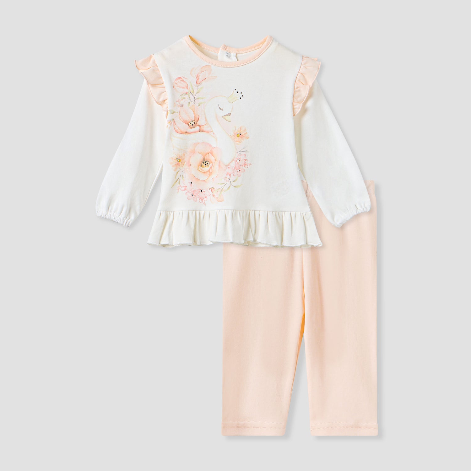 Giggles Floral Print T-shirt and Pyjama Set - Orange / 18-24 mths