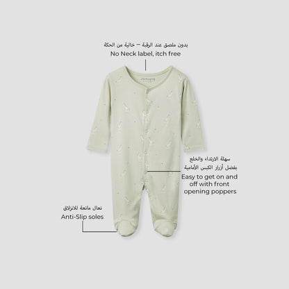 Juniors Printed Closed Feet Sleepsuit with Long Sleeves - Set of 3