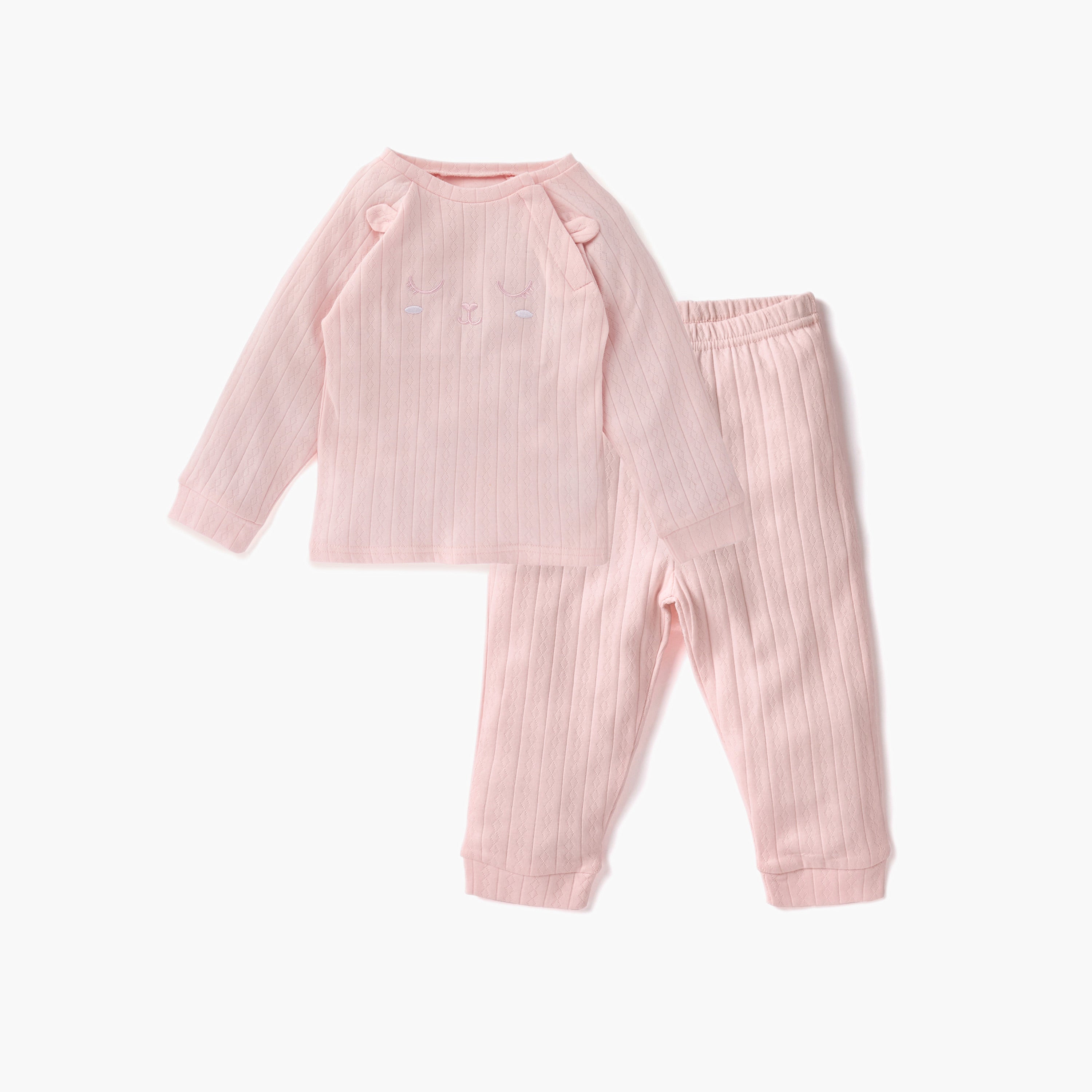 Juniors Ear Applique T-shirt and Pyjama Set - Pink / 12-18 mths