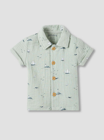 Juniors Boys Shirt and Shorts Set with Fun Print - Muslin Cotton - Short Sleeves - Collar-promo_babyshop_Buy3for99_UAE130126-image-2