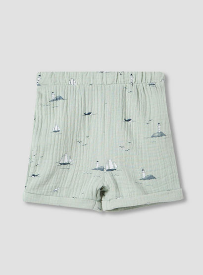 Juniors Boys Shirt and Shorts Set with Fun Print - Muslin Cotton - Short Sleeves - Collar-promo_babyshop_Buy3for99_UAE130126-image-3
