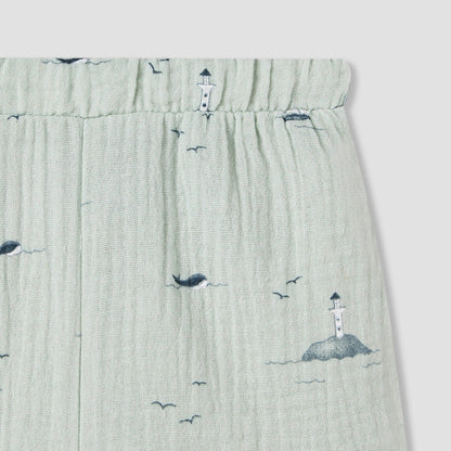 Juniors Boys Shirt and Shorts Set with Fun Print - Muslin Cotton - Short Sleeves - Collar