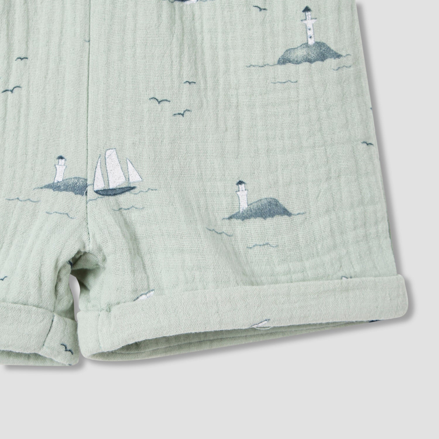 Juniors Boys Shirt and Shorts Set with Fun Print - Muslin Cotton - Short Sleeves - Collar