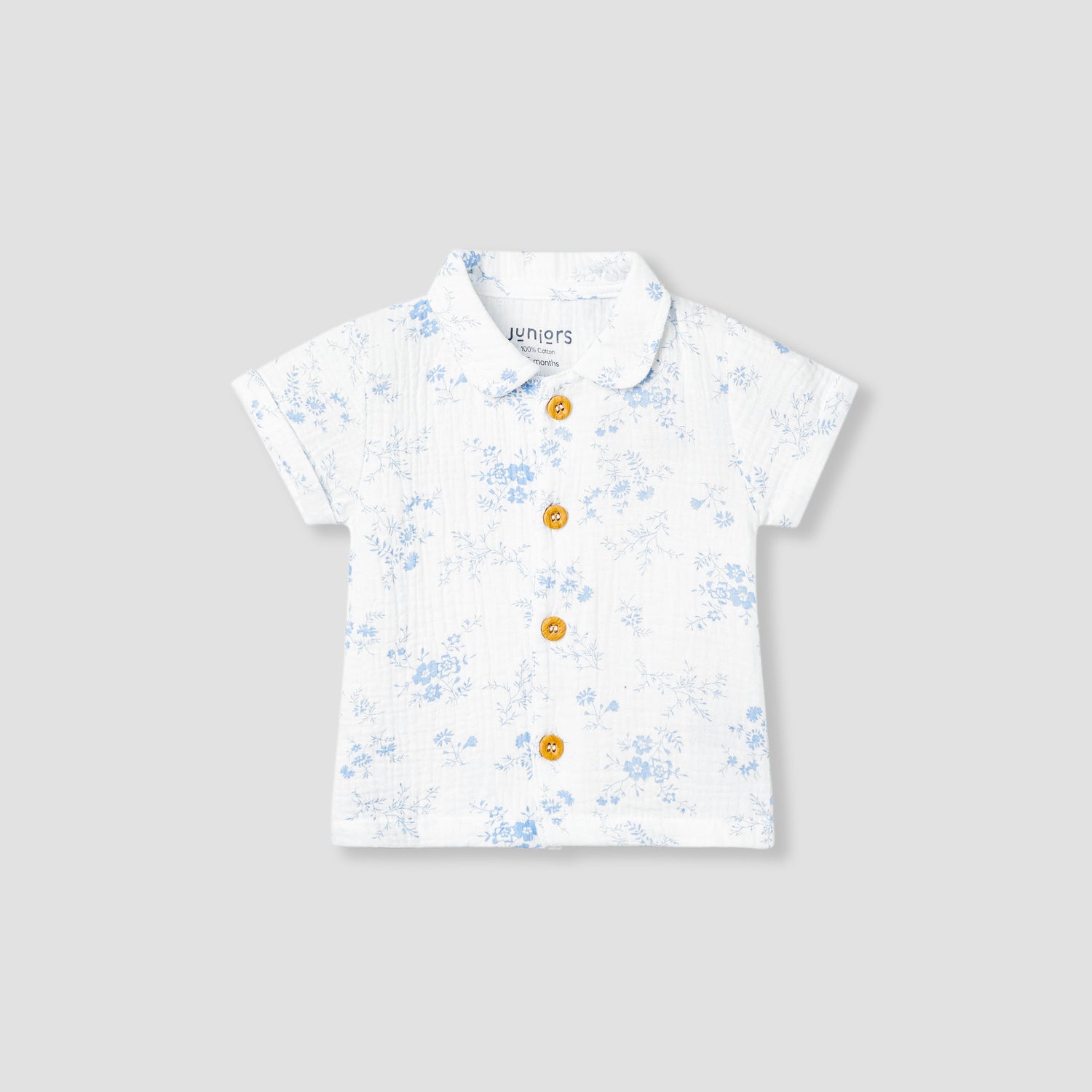 Juniors Girls Shirt and Shorts Set with Floral Print - Cotton - Short Sleeves - Collar