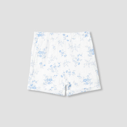 Juniors Girls Shirt and Shorts Set with Floral Print - Cotton - Short Sleeves - Collar