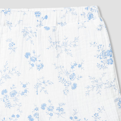 Juniors Girls Shirt and Shorts Set with Floral Print - Cotton - Short Sleeves - Collar