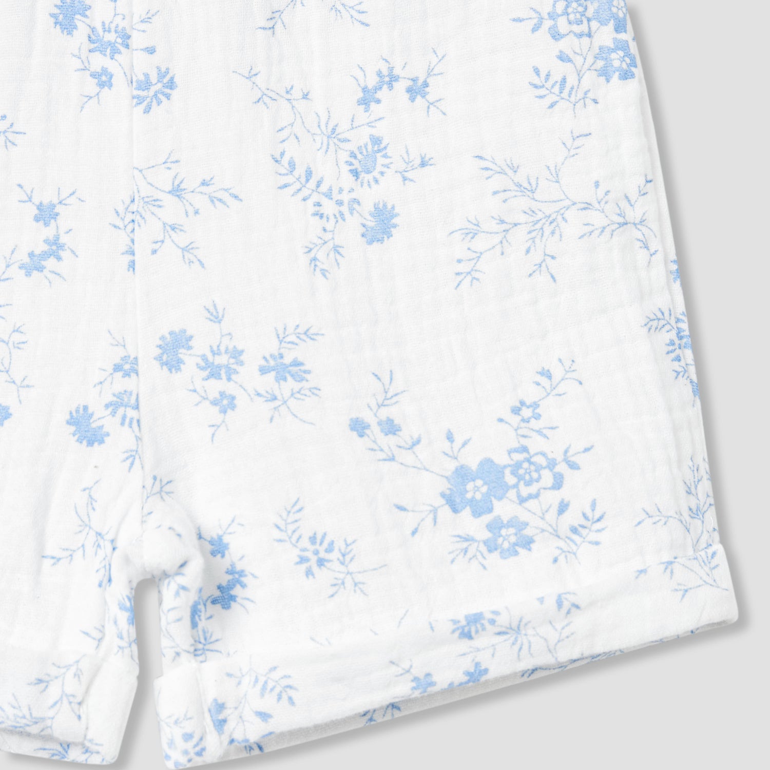 Juniors Girls Shirt and Shorts Set with Floral Print - Cotton - Short Sleeves - Collar