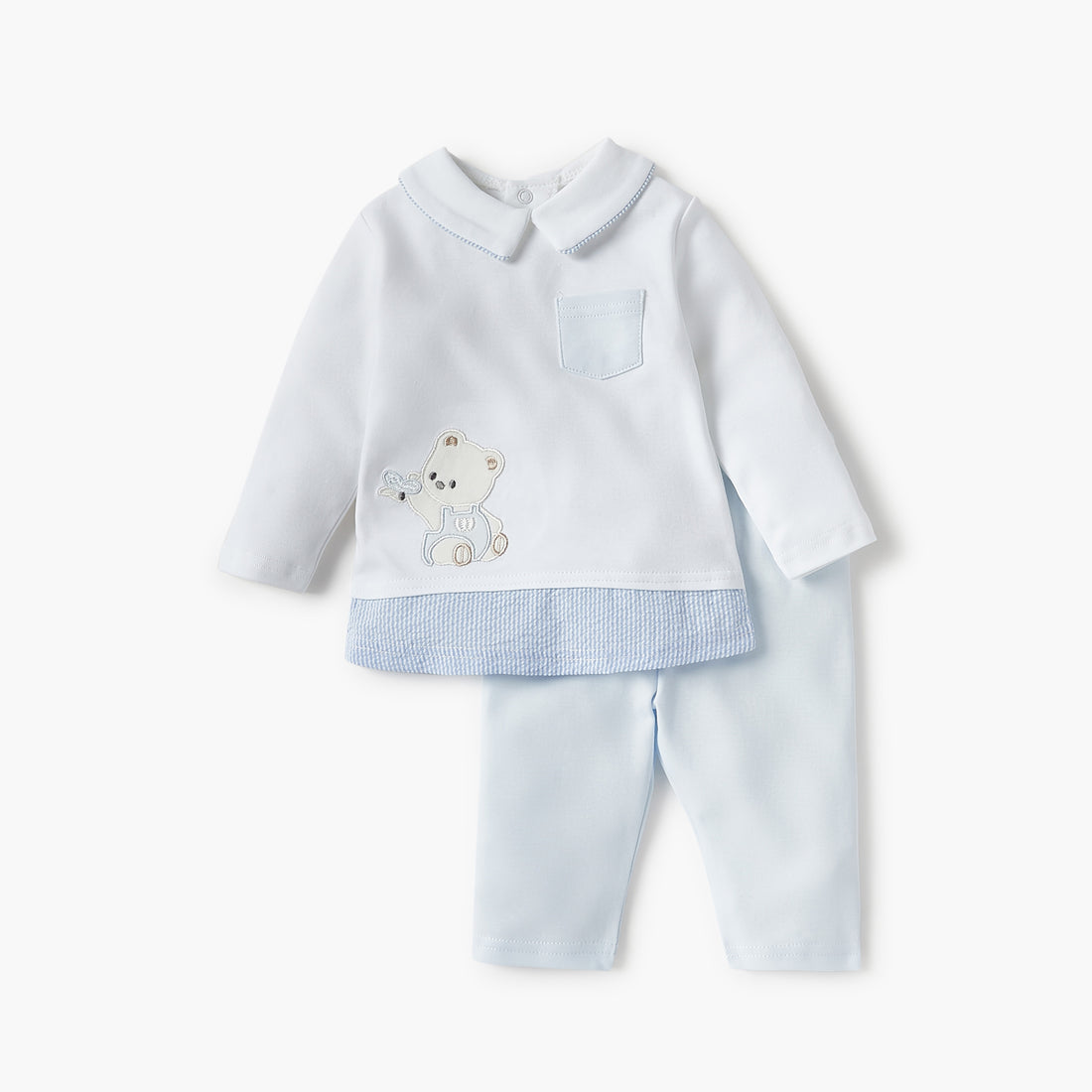 Giggles Bear Applique Long Sleeves T-shirt and Pyjama Set