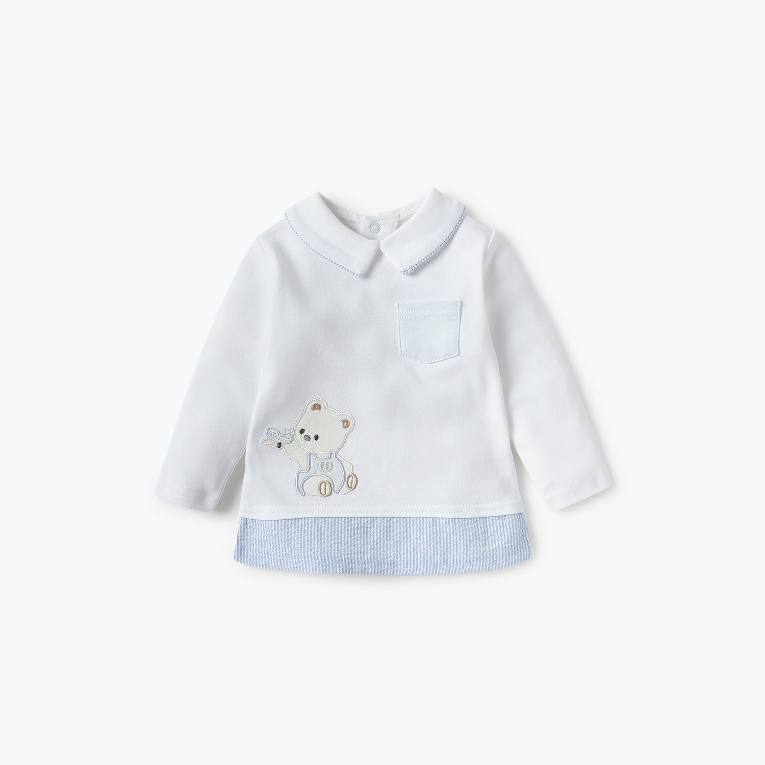 Giggles Bear Applique Long Sleeves T-shirt and Pyjama Set
