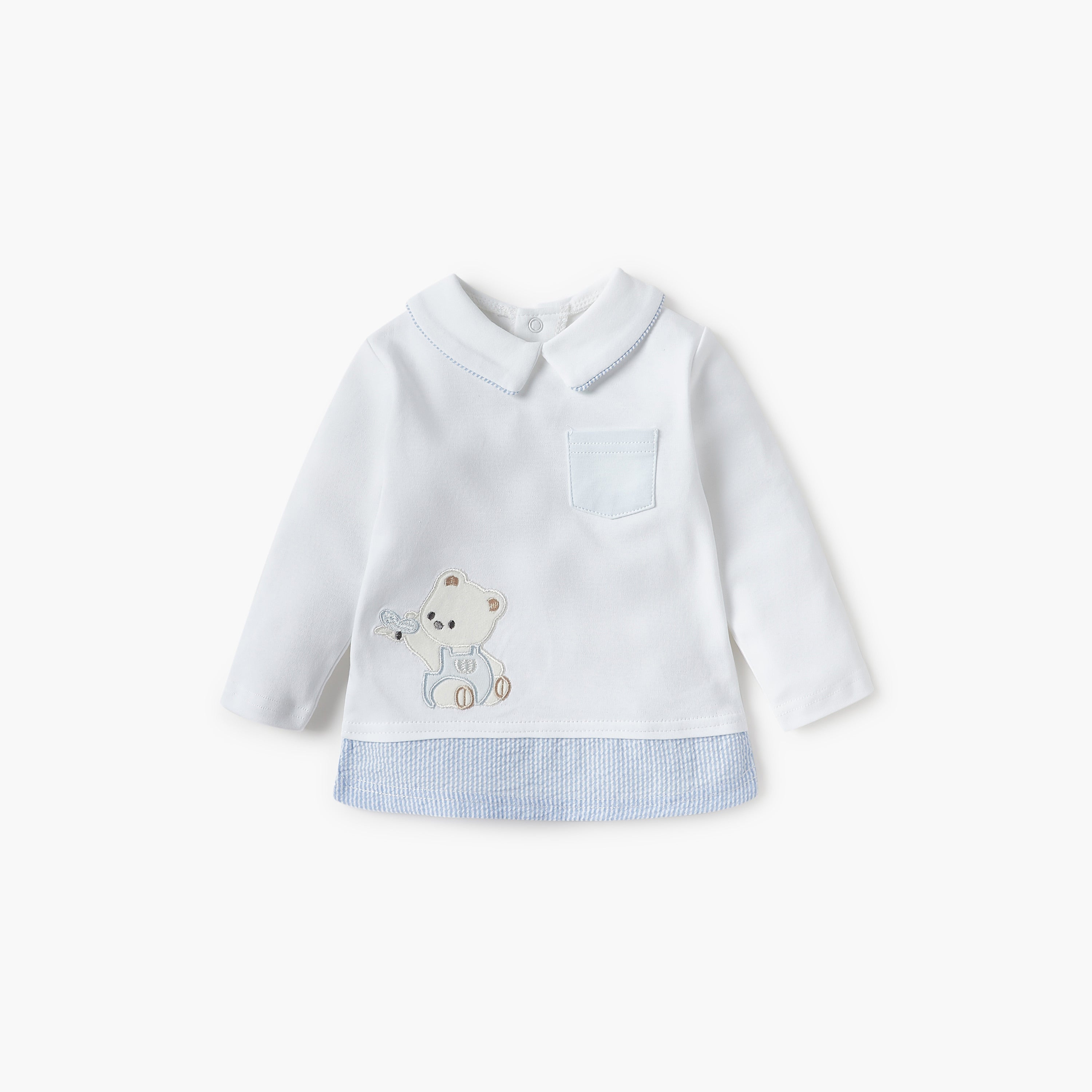 Giggles Bear Applique Long Sleeves T-shirt and Pyjama Set