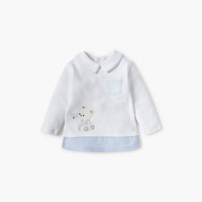 Giggles Bear Applique Long Sleeves T-shirt and Pyjama Set
