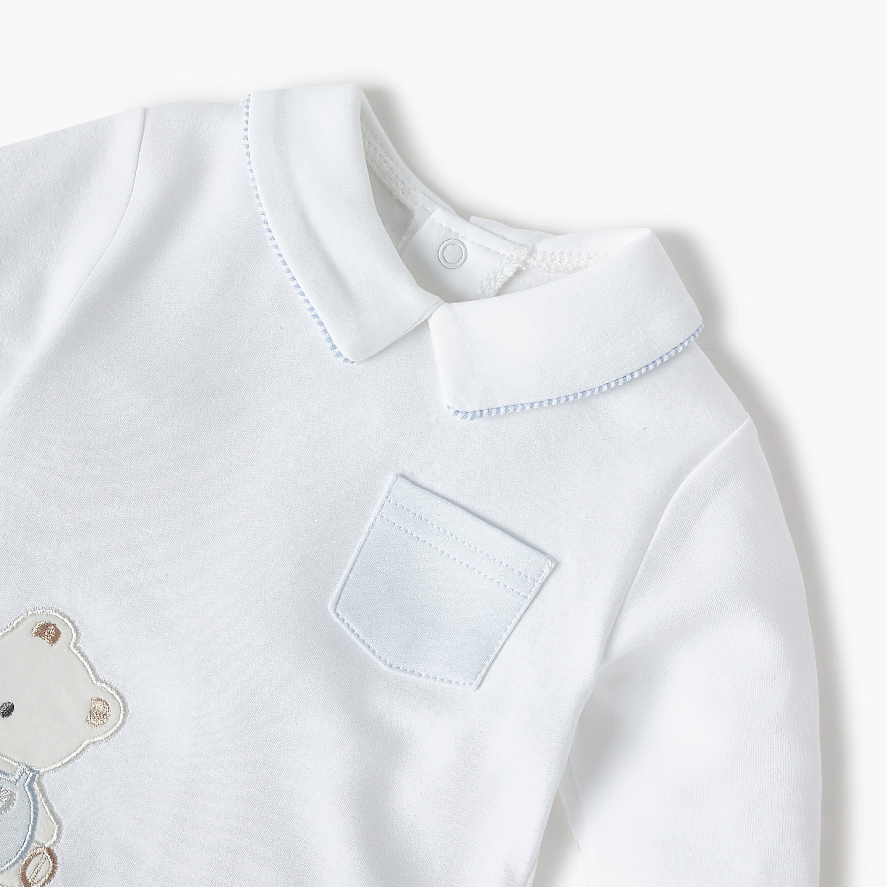 Giggles Bear Applique Long Sleeves T-shirt and Pyjama Set