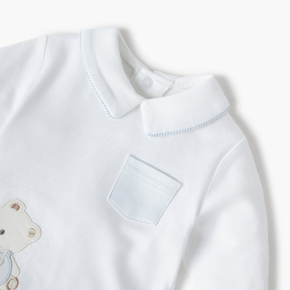 Giggles Bear Applique Long Sleeves T-shirt and Pyjama Set