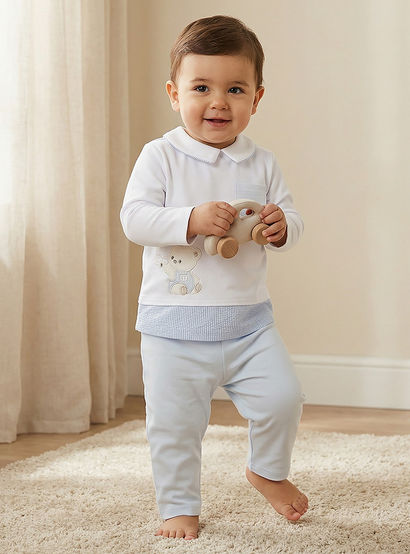 Giggles Bear Applique Long Sleeves T-shirt and Pyjama Set-baby-boys-clothing-nightwear-pyjamasets-image-1