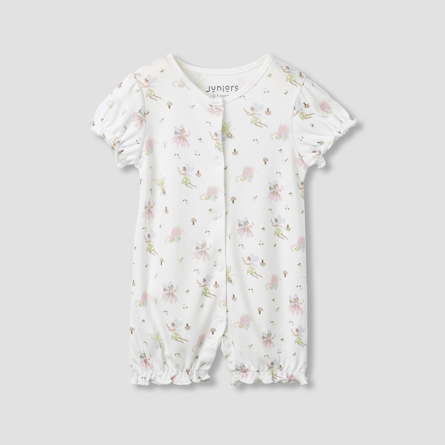 Juniors Fairy Print Romper with Puff Sleeves - Set of 2